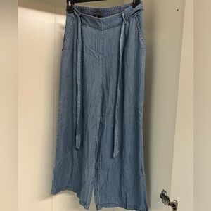 Blue Wide-Leg Denim Pants